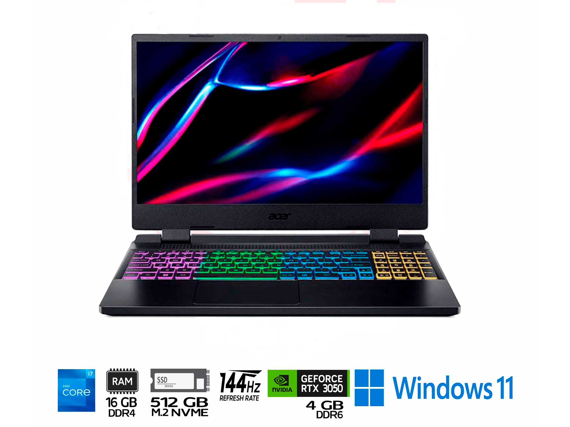 LAPTOP ACER NITRO 5 I7-12650H 16RAM 512SSD RTX 3050 4GB15.6'' FHD IPS 144HZ