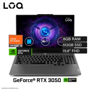 LAPTOP LENOVO LOQ AMD RYZEN 5-7235HS 16RAM DDR5 512SSD RTX 4050 6GB W11 HOME 15.6" FHD LUNA-GREY