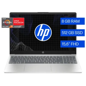 LAPTOP HP AMD RYZEN 7-7730U 2.0HZ 8RAM DDR4 512SSD W11 15.6''FHD SILVER