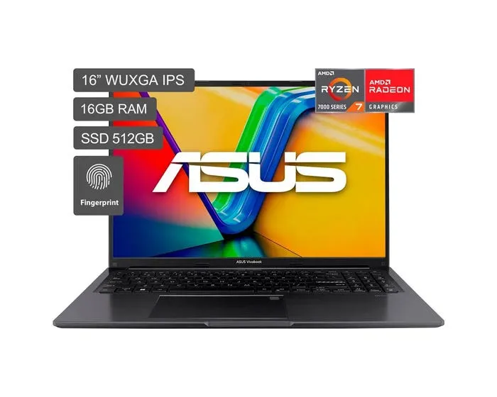 LAPTOP ASUS VIVOBOOK AMD RYZEN 7-7730U 16RAM 512SSD W11 16" FHD