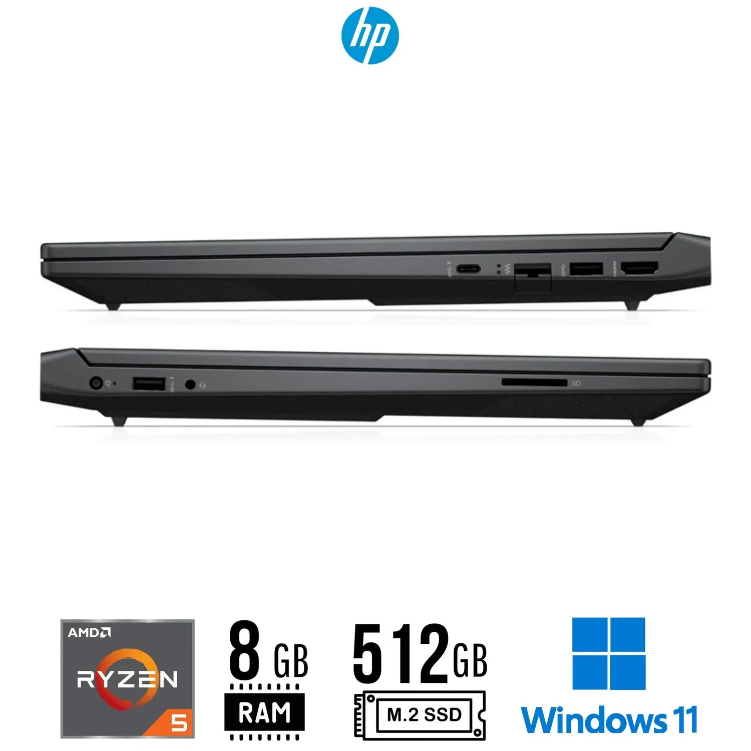 LAPTOP HP VICTUS AMD RYZEN 5-8645HS 8RAM DDR5 512SSD RTX 3050 6GB W11 15.6" FHD IPS 144HZ - Imagen 2