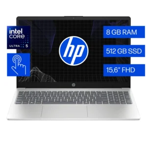 LAPTOP HP INTEL CORE ULTRA 5-225U 8RAM DDR5 512SSD W11 15.6" FHD TACTIL- SILVER